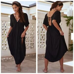 Anthopologie Malai Shona double V-neck maxi dress swim coverup sz L